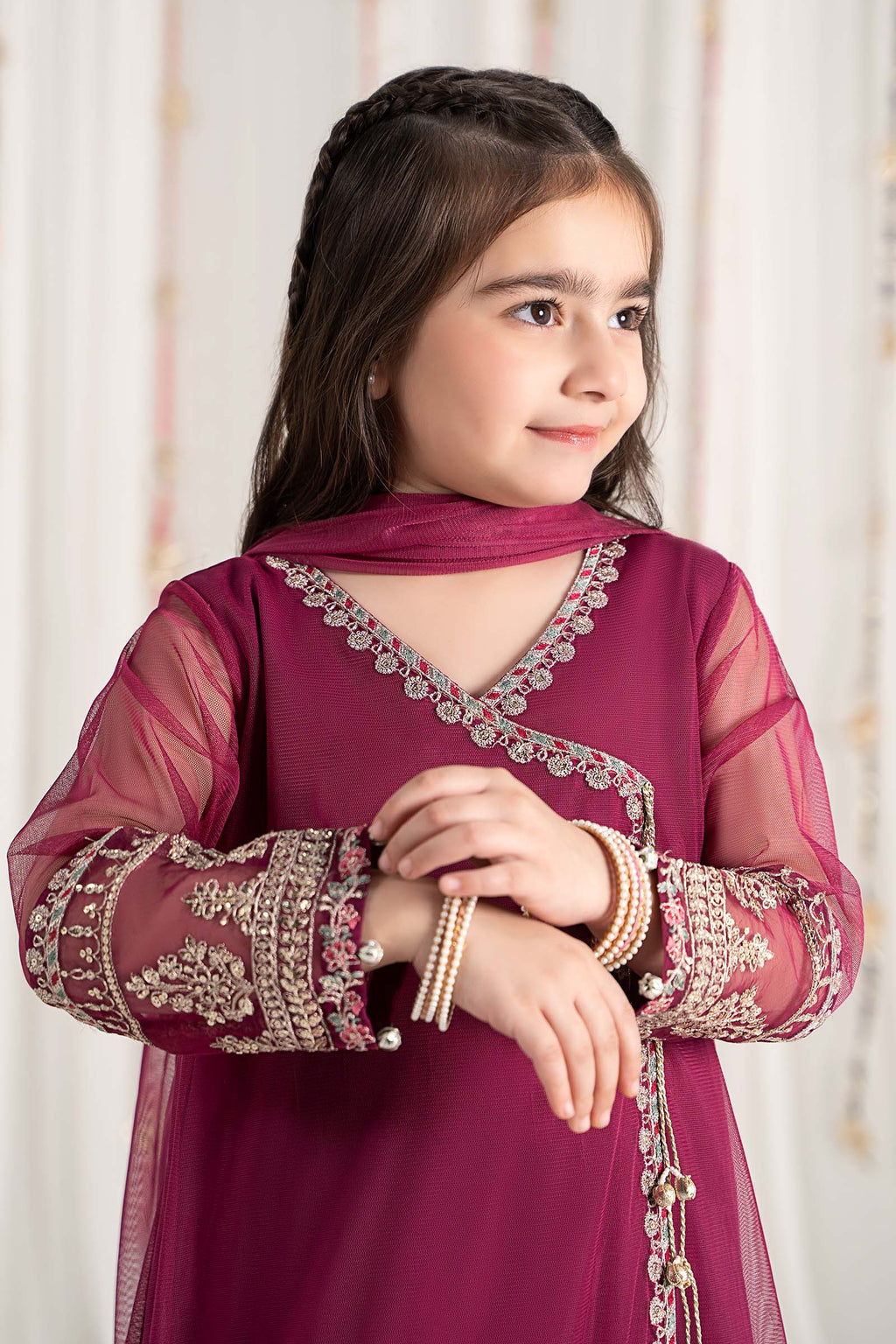 Maria B | 3 Piece Embroidered Polyester Net Suit | MKS-EF25-43 - Libasekhas