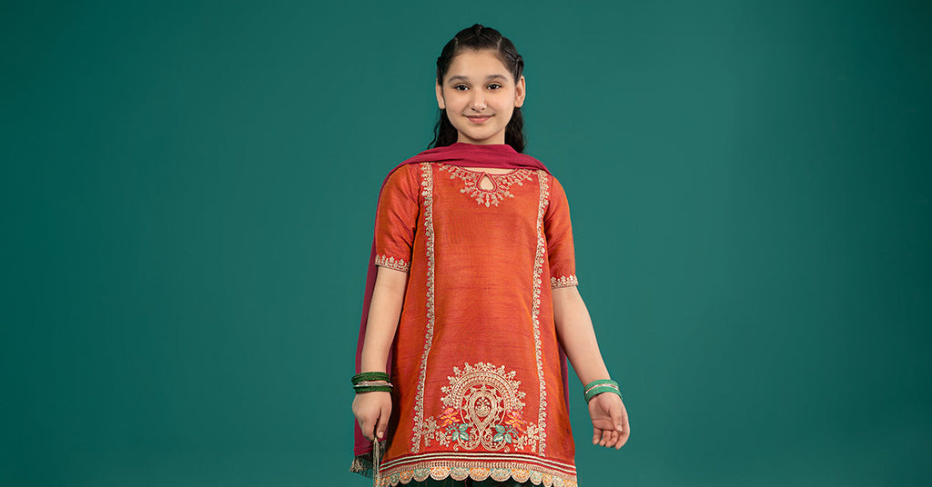 Maria B | 3 Piece Embroidered Raw Silk Suit | MKS-EF25-45 - Libasekhas