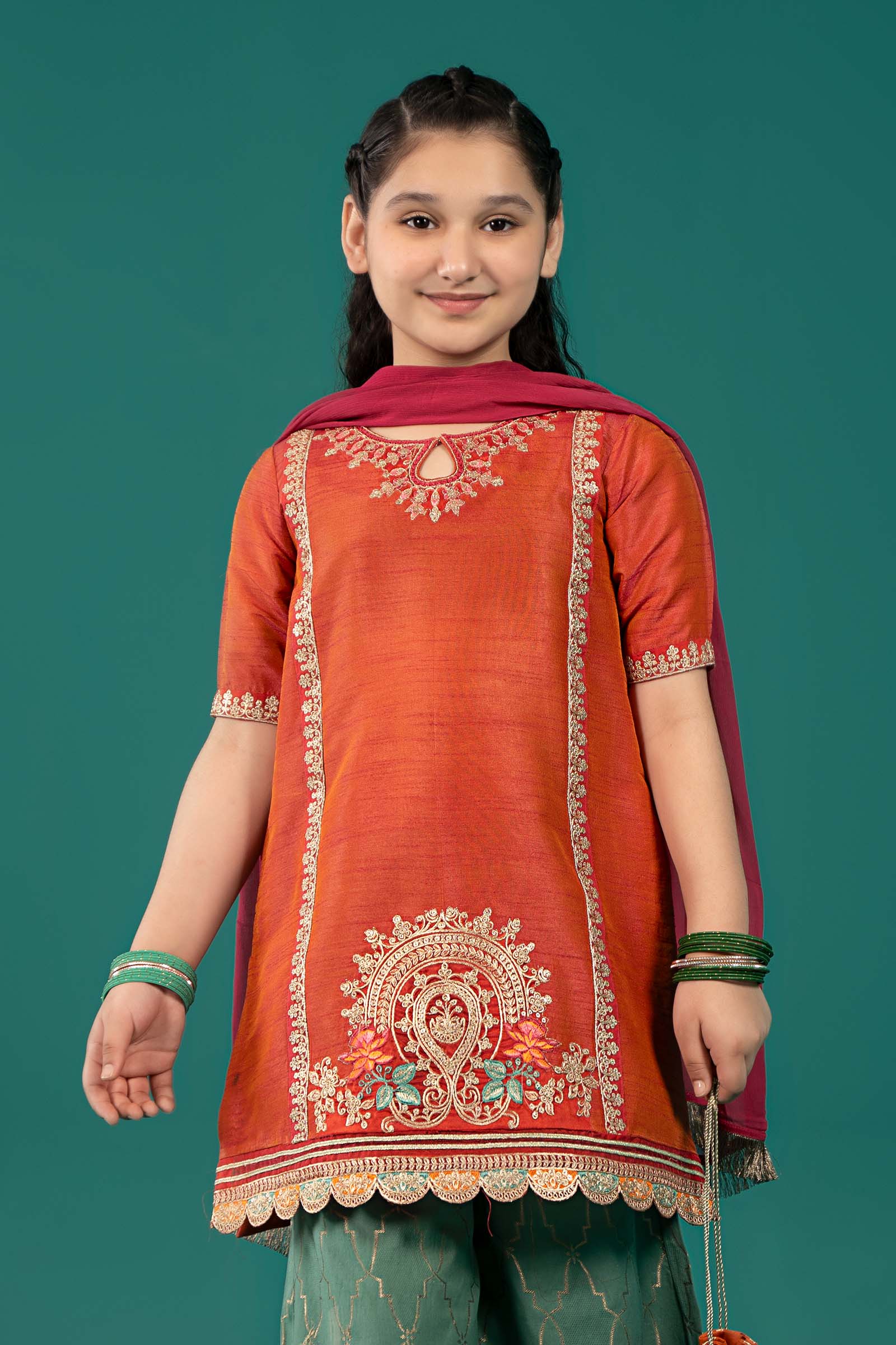 Maria B | 3 Piece Embroidered Raw Silk Suit | MKS-EF25-45 - Libasekhas