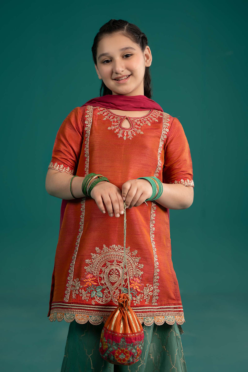 Maria B | 3 Piece Embroidered Raw Silk Suit | MKS-EF25-45 - Libasekhas