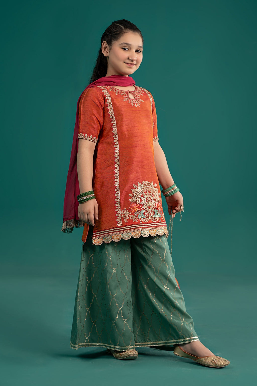 Maria B | 3 Piece Embroidered Raw Silk Suit | MKS-EF25-45 - Libasekhas