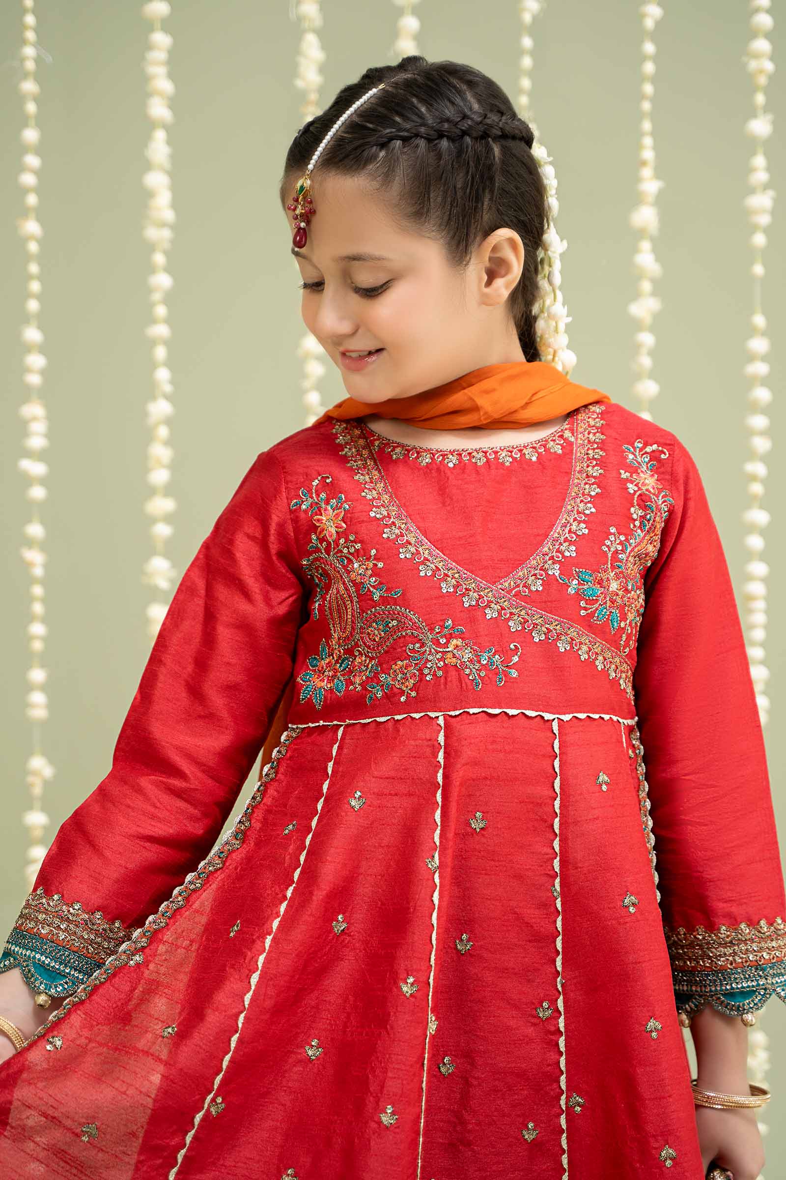 Maria B | 3 Piece Embroidered Raw Silk Suit | MKS-W24-02 - Libasekhas