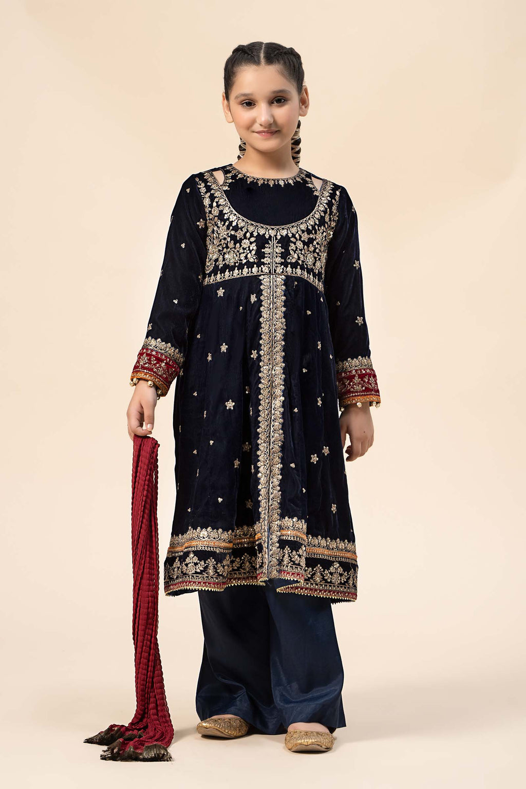 Maria B | 3 Piece Embroidered Velvet Suit | MKS-W24-17 - Libasekhas