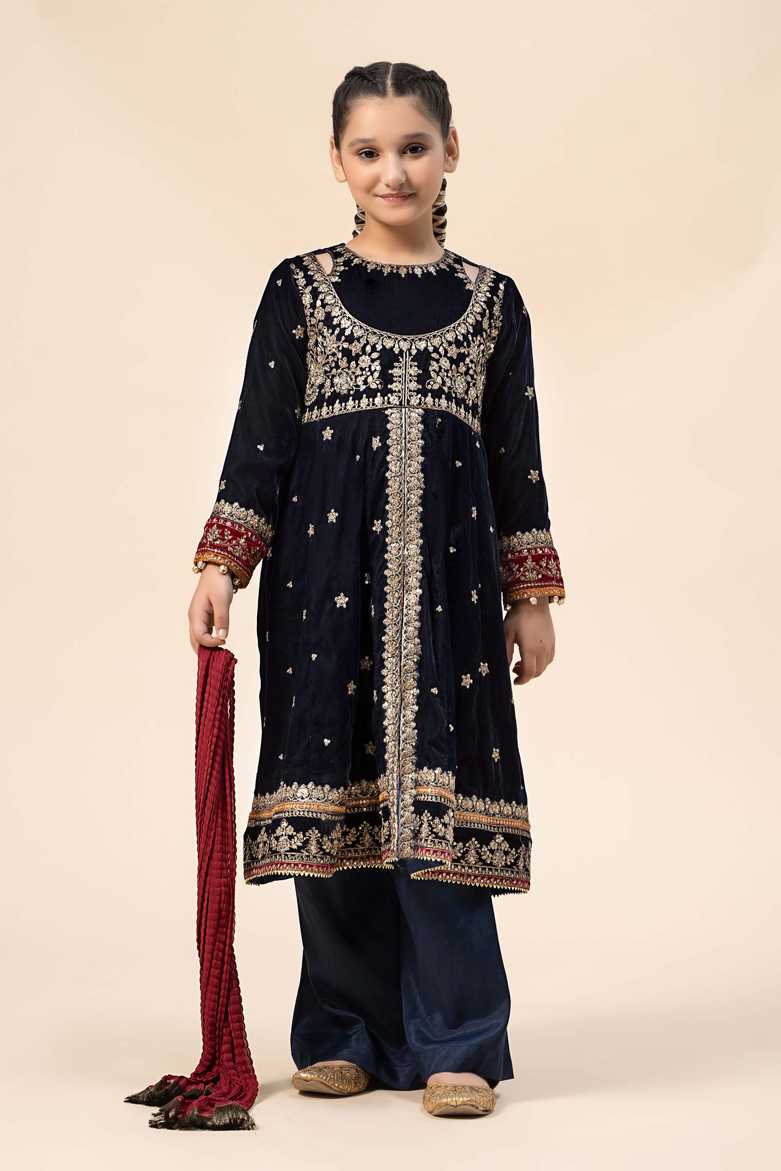 Maria B | 3 Piece Embroidered Velvet Suit | MKS-W24-17 - Libasekhas