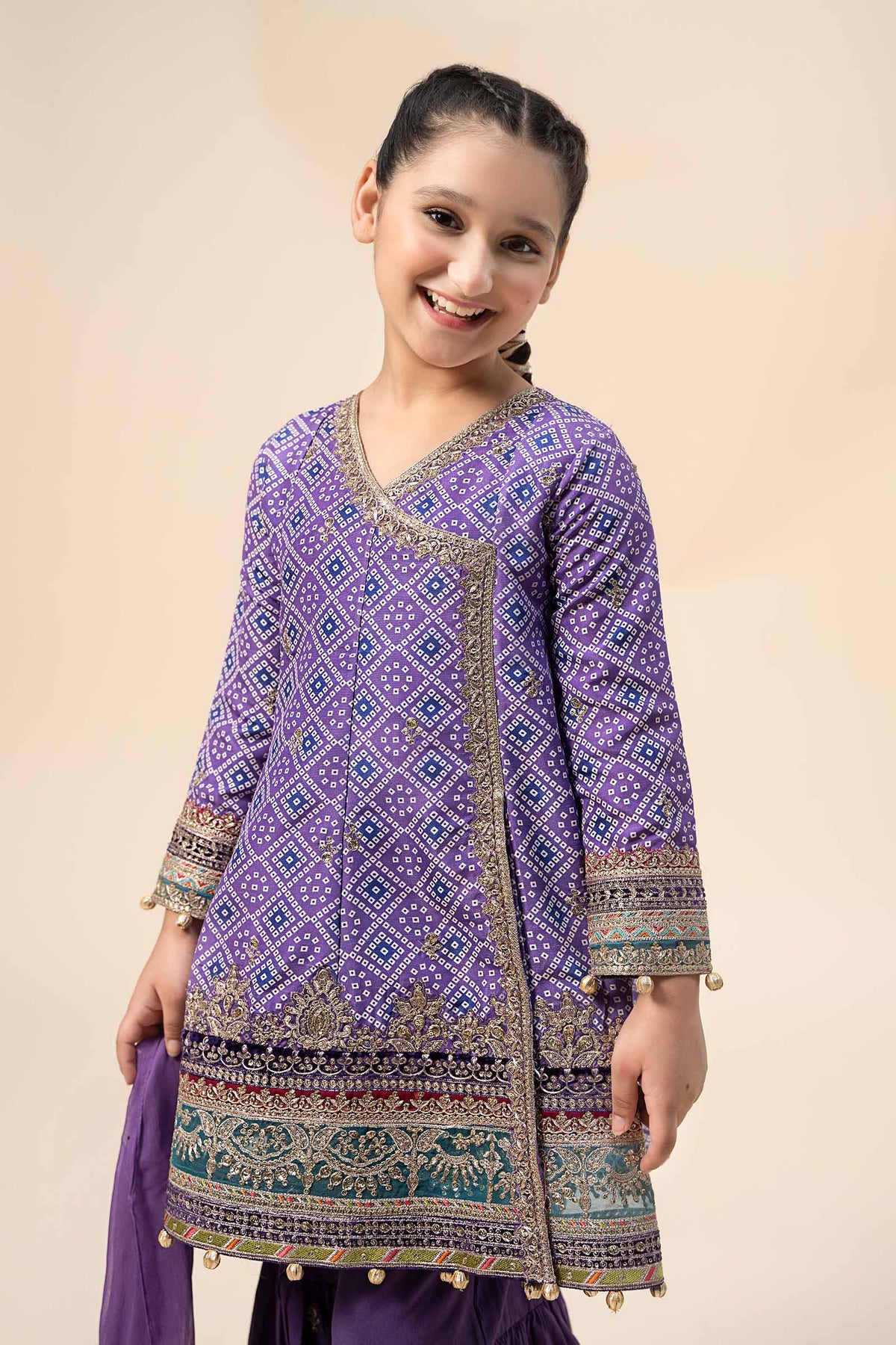 Maria B | 3 Piece Embroidered Raw Silk Suit | MKS-W24-20 - Libasekhas