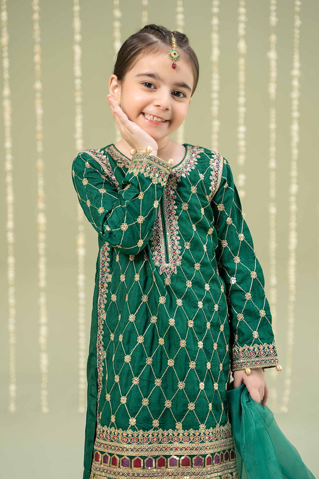 Maria B | 3 Piece Embroidered Raw Silk Suit | MKS-W24-28 - Libasekhas