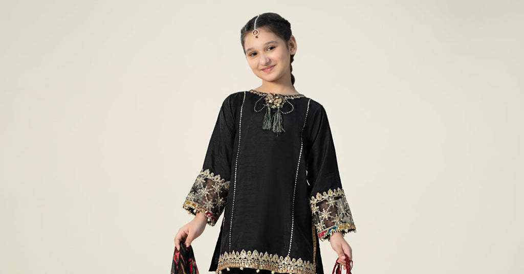 Maria B | 3 Piece Embroidered Raw Silk Suit | MKS-W24-31 - Libasekhas
