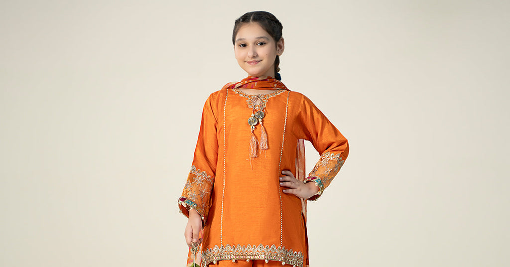 Maria B | 3 Piece Embroidered Raw Silk Suit | MKS-W24-31 - Libasekhas