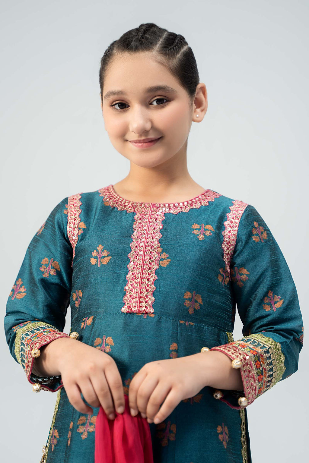 Maria B | 3 Piece Embroidered Raw Silk Suit | MKS-W24-33 - Libasekhas