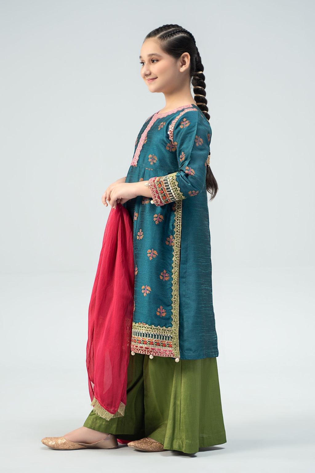 Maria B | 3 Piece Embroidered Raw Silk Suit | MKS-W24-33 - Libasekhas