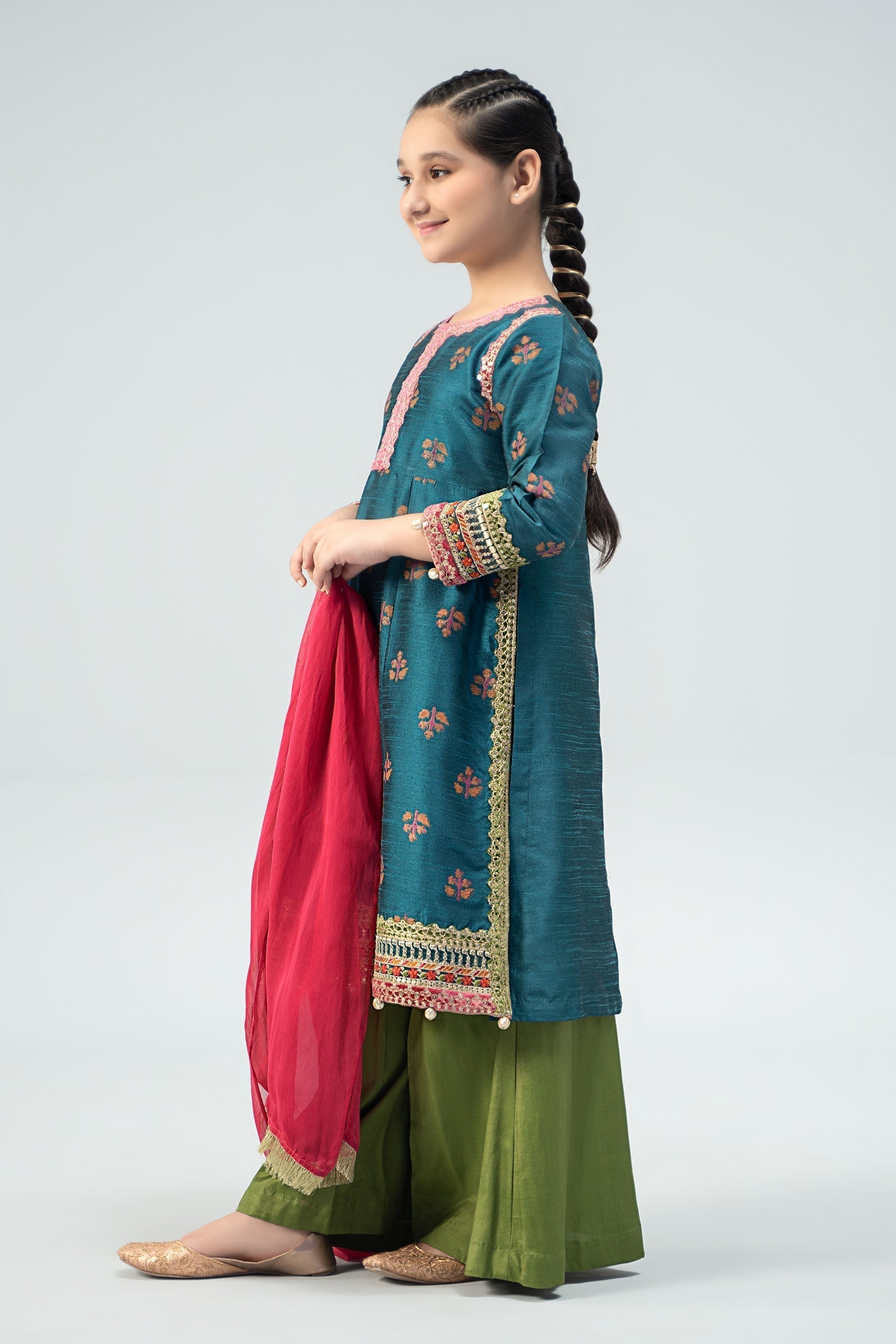 Maria B | 3 Piece Embroidered Raw Silk Suit | MKS-W24-33 - Libasekhas