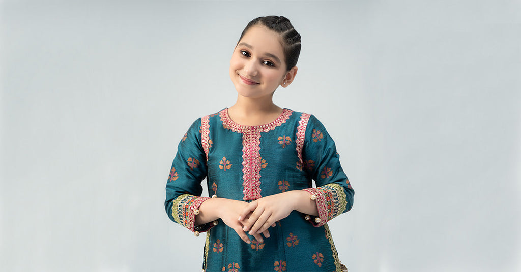 Maria B | 3 Piece Embroidered Raw Silk Suit | MKS-W24-33 - Libasekhas