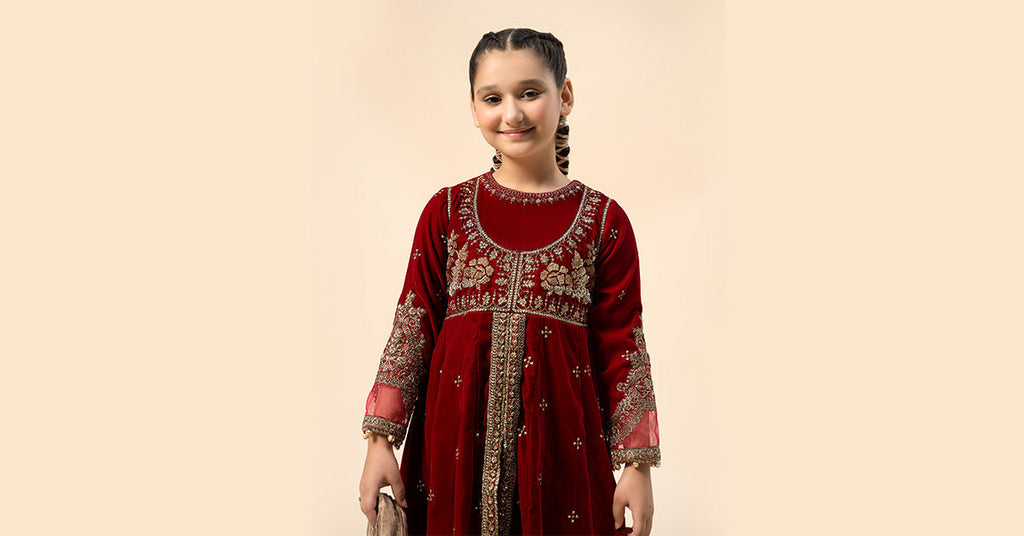 Maria B | 3 Piece Embroidered Velvet Suit | MKS-W24-40 - Libasekhas