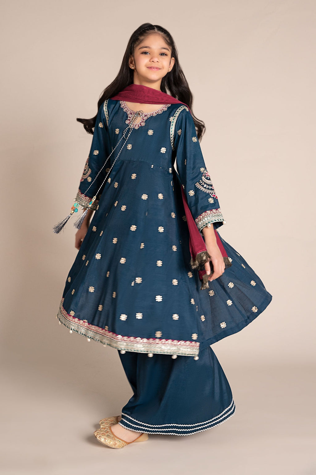 Maria B | 3 Piece Embroidered Raw Silk Suit | MKS-EF25-07 - Libasekhas