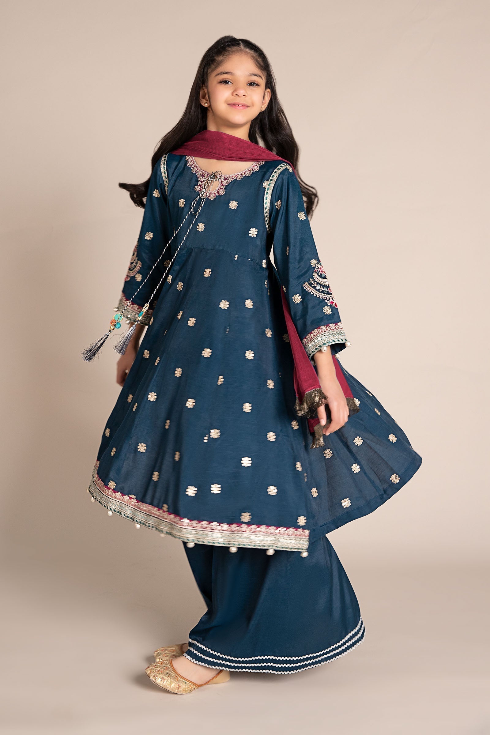 Maria B | 3 Piece Embroidered Raw Silk Suit | MKS-EF25-07 - Libasekhas