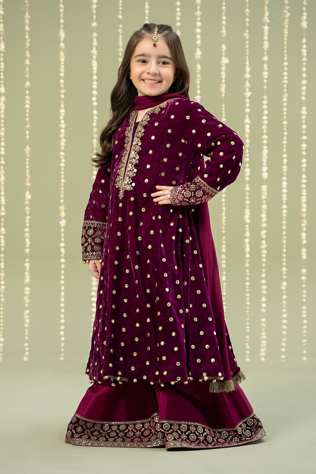 Maria B | 3 Piece Embroidered Velvet Suit | MKS-W24-38 - Libasekhas
