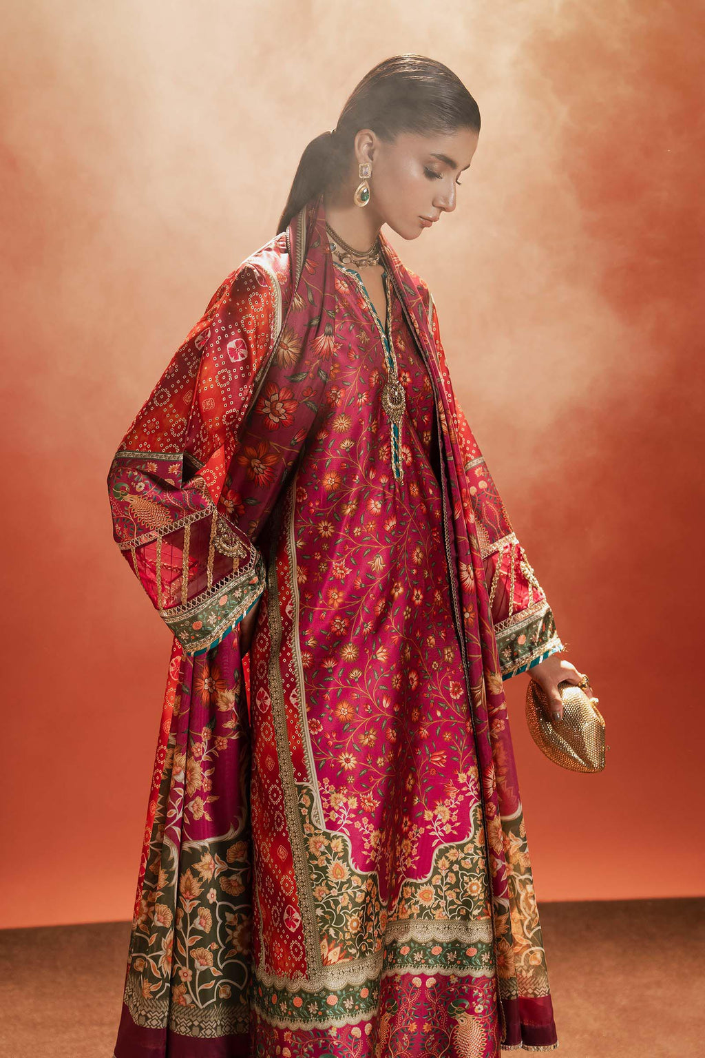 Maria B | Silk Prints | 3 Piece Embroidered Satin Silk Suit