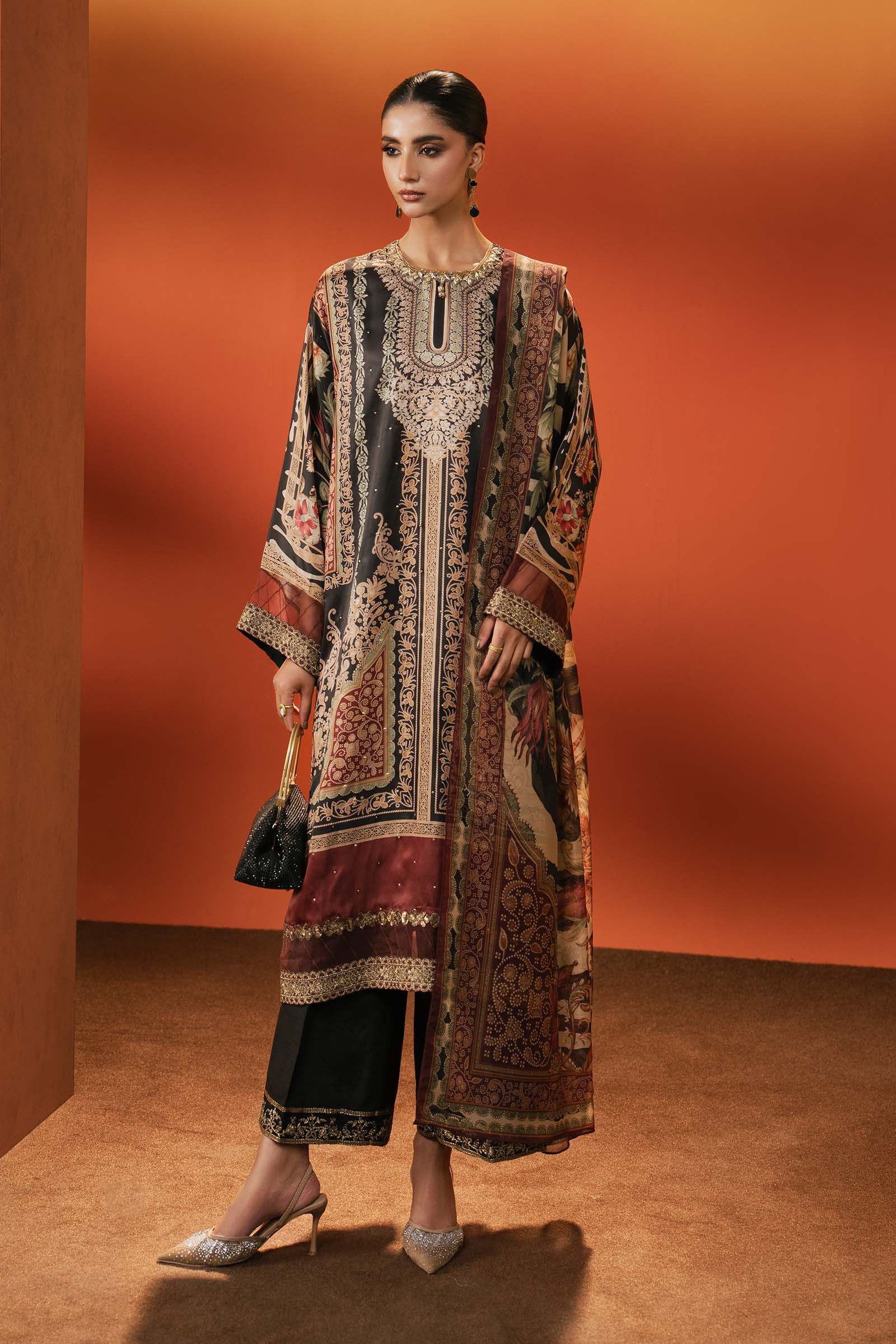 Maria B | Eid Collection 26 | 3 Piece Embroidered Satin Silk Suit