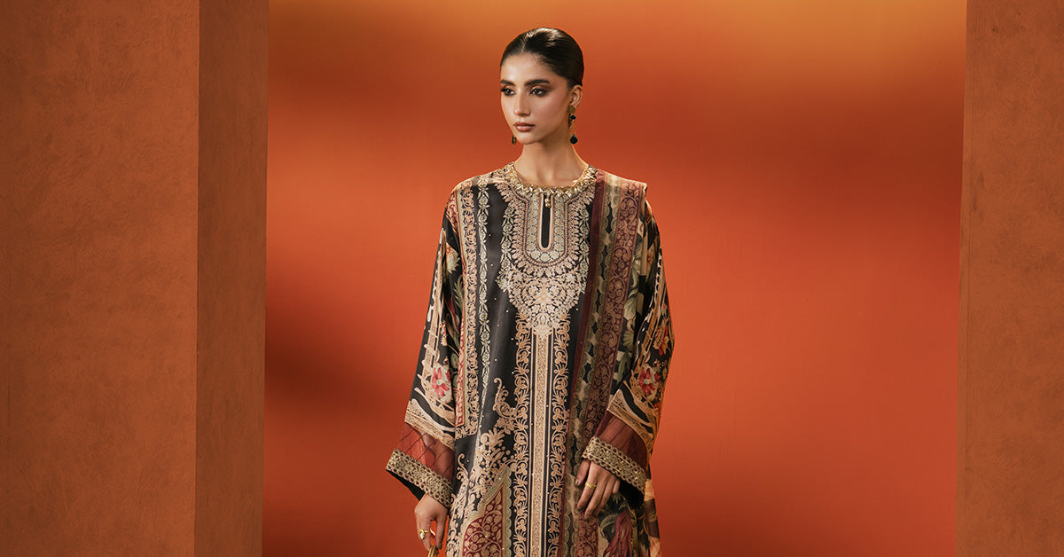 Maria B | Eid Collection 26 | 3 Piece Embroidered Satin Silk Suit