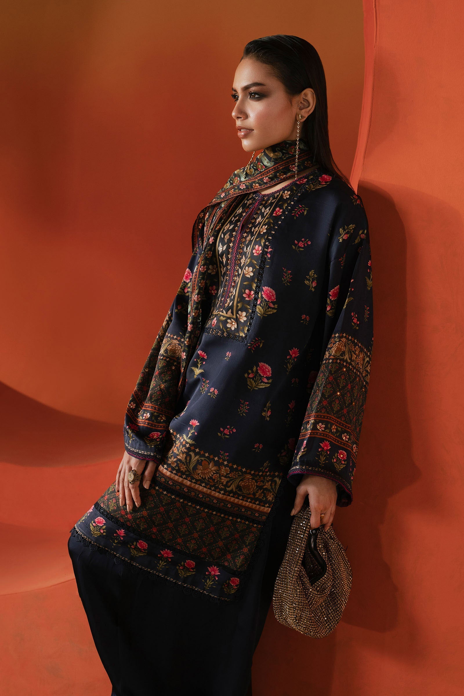 Maria B | Silk Prints | 3 Piece Printed Satin Silk Suit