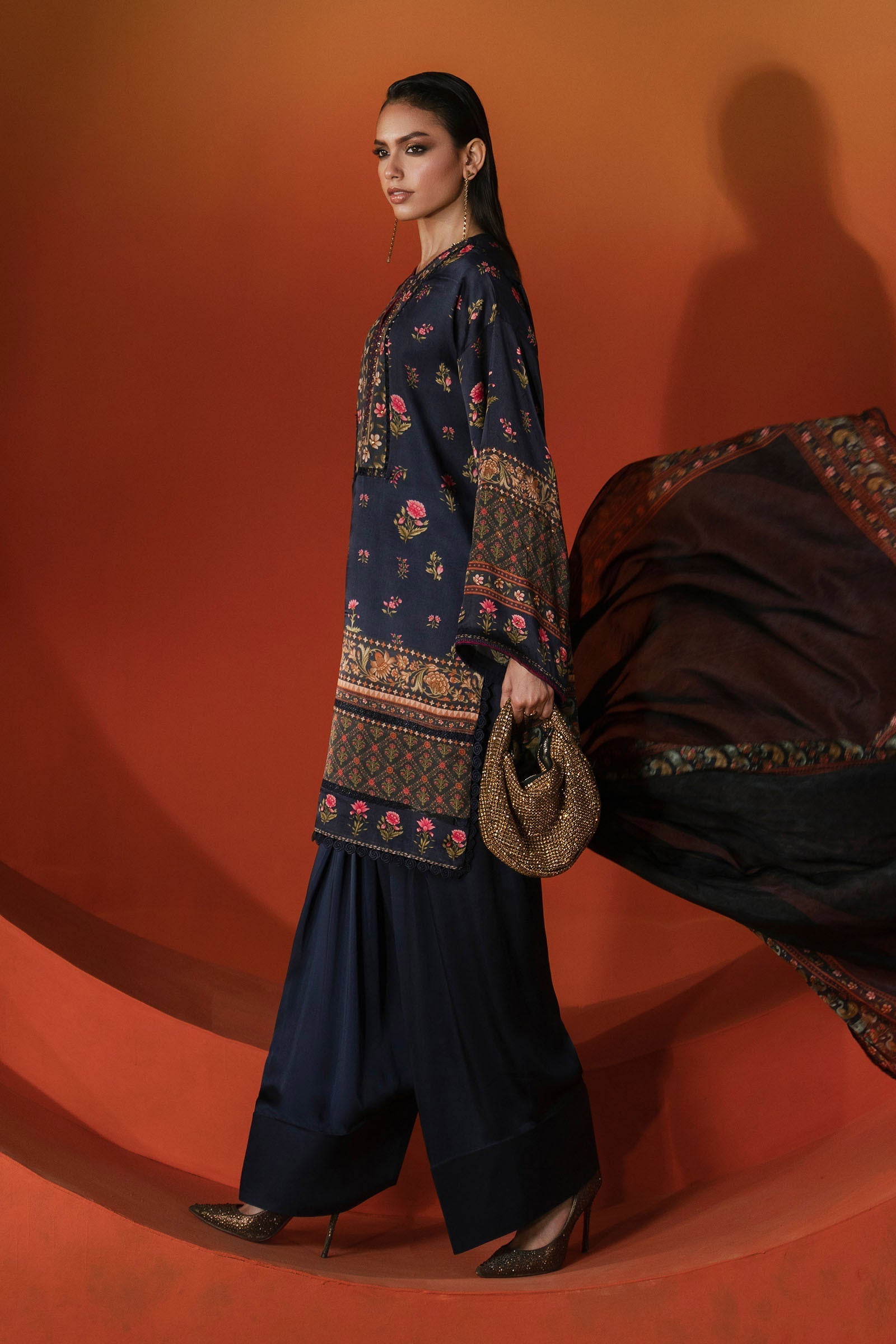 Maria B | Silk Prints | 3 Piece Printed Satin Silk Suit