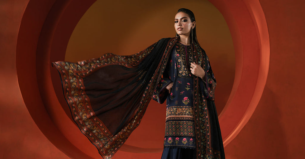 Maria B | Silk Prints | 3 Piece Printed Satin Silk Suit