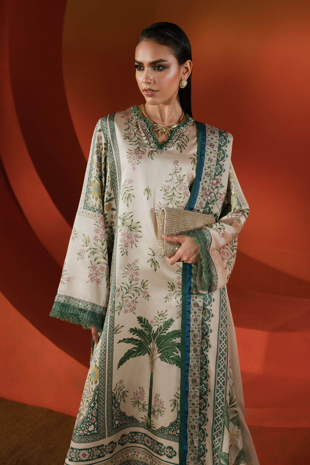 Maria B | Silk Prints | 3 Piece Embellished Satin Silk Suit