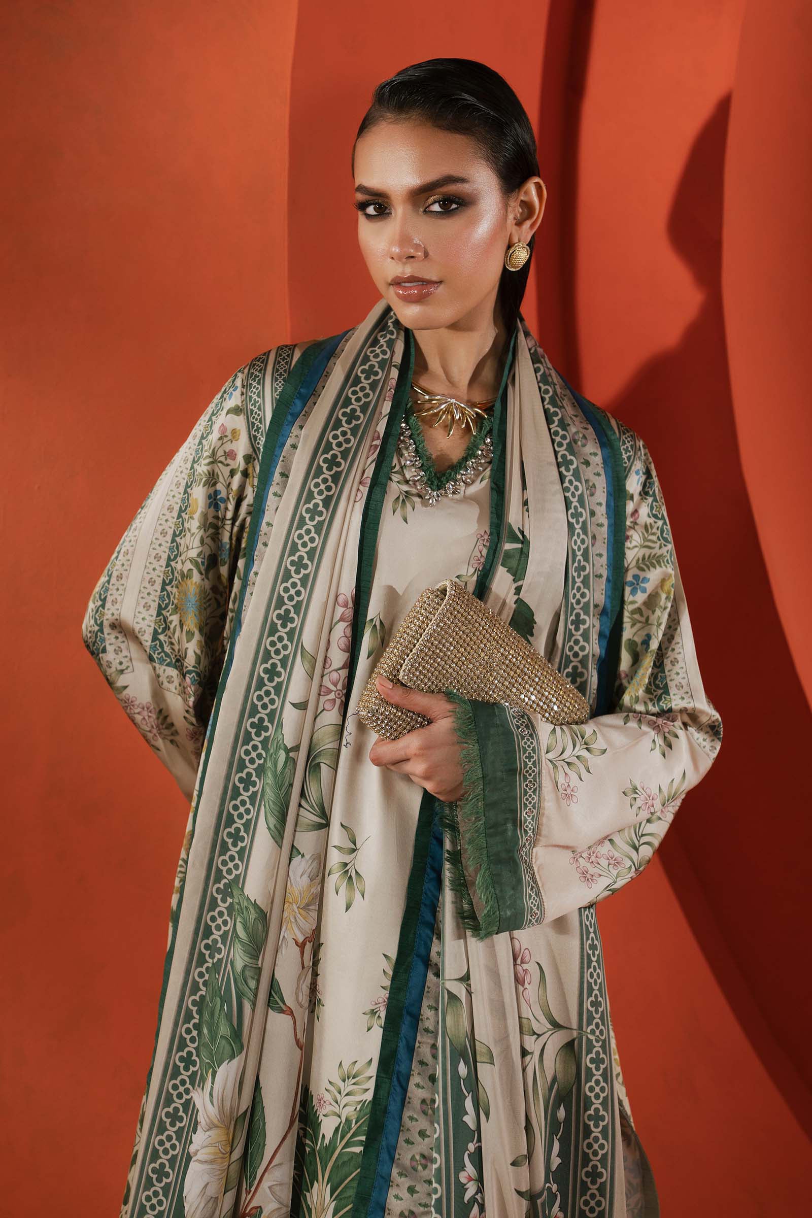 Maria B | Silk Prints | 3 Piece Embellished Satin Silk Suit