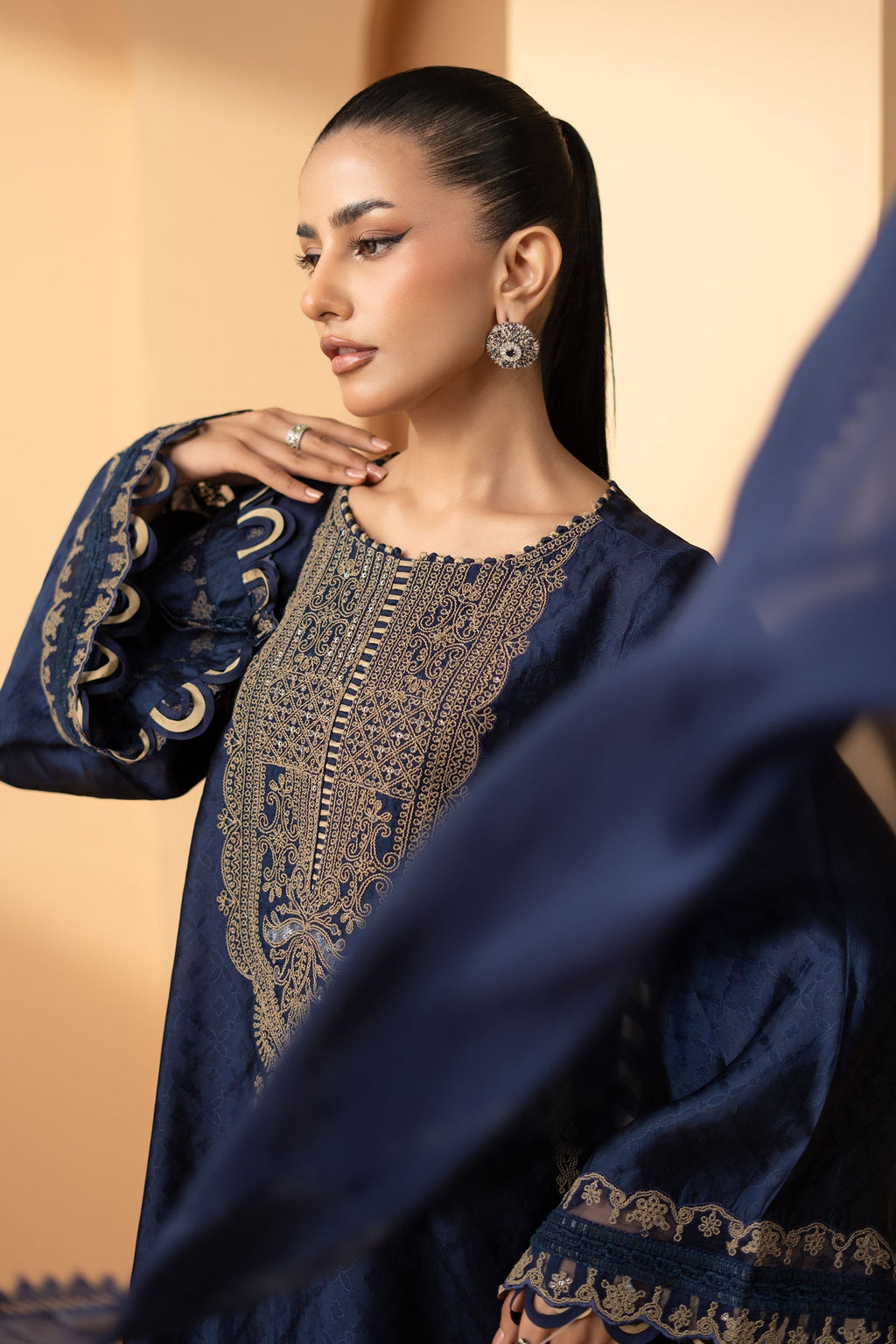 Maria B | Eid Collection 26 | 3 Piece Embroidered Self Tassel Silk Suit
