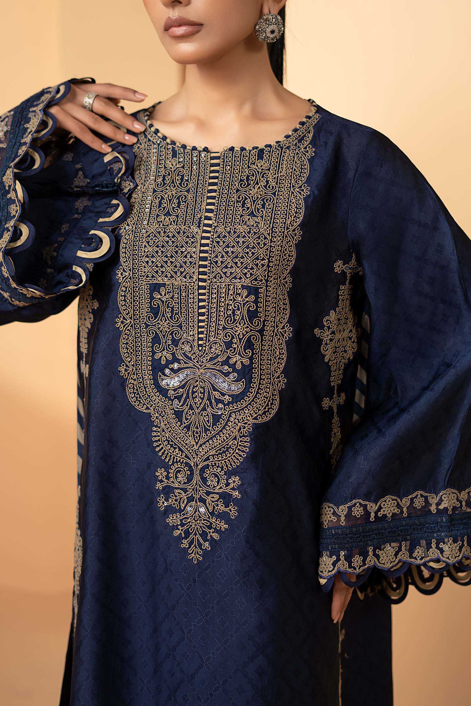 Maria B | Eid Collection 26 | 3 Piece Embroidered Self Tassel Silk Suit