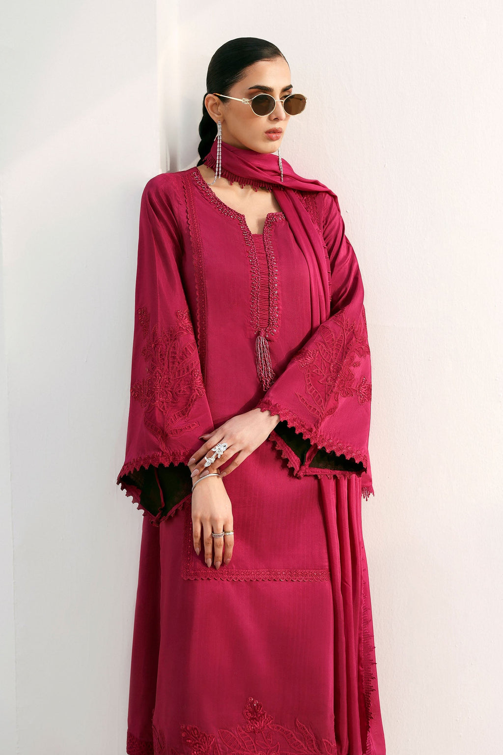 Maria B | Eid Collection Formals 26 | 3 Piece Embroidered Tassel Silk Suit