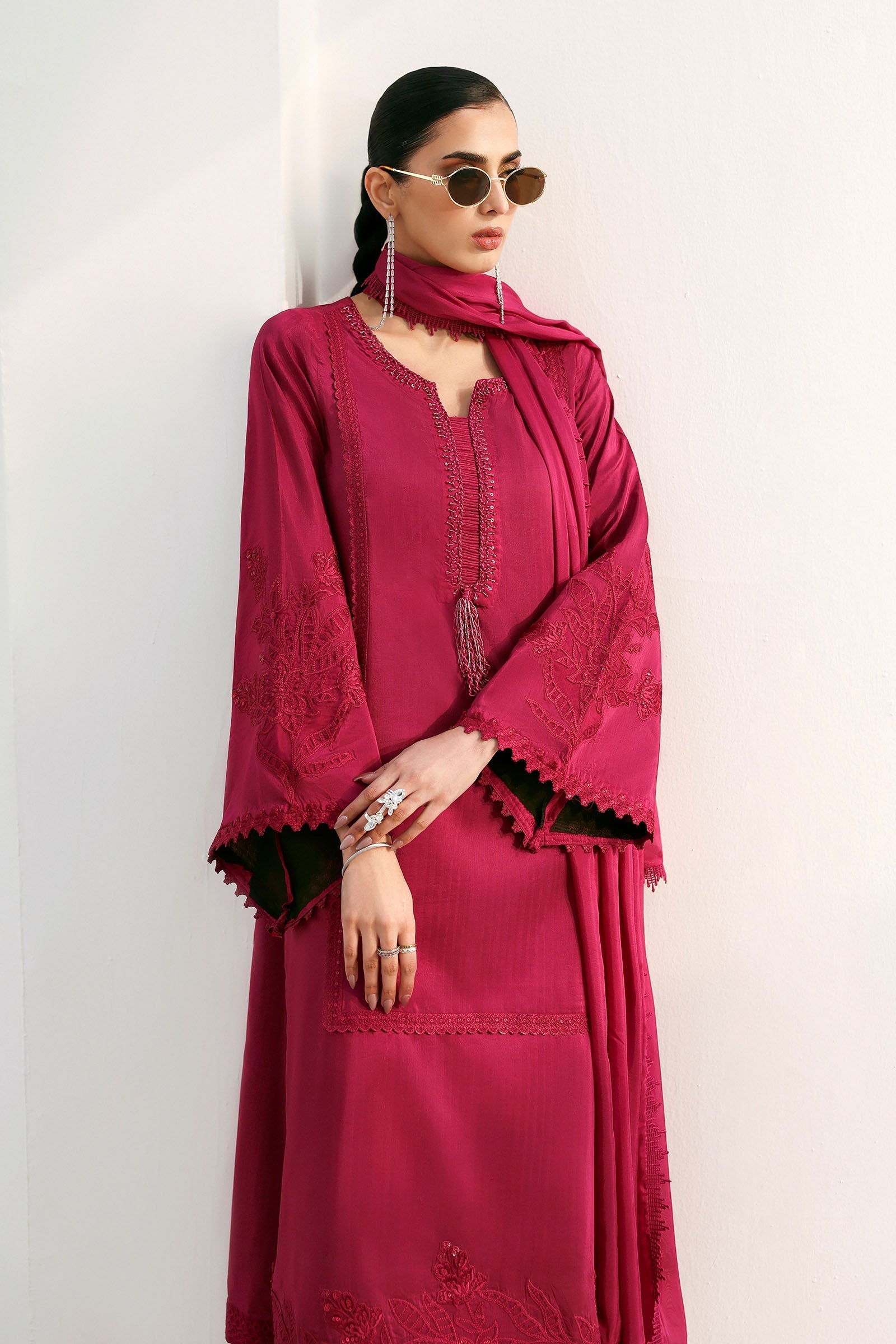 Maria B | Eid Collection Formals 26 | 3 Piece Embroidered Tassel Silk Suit