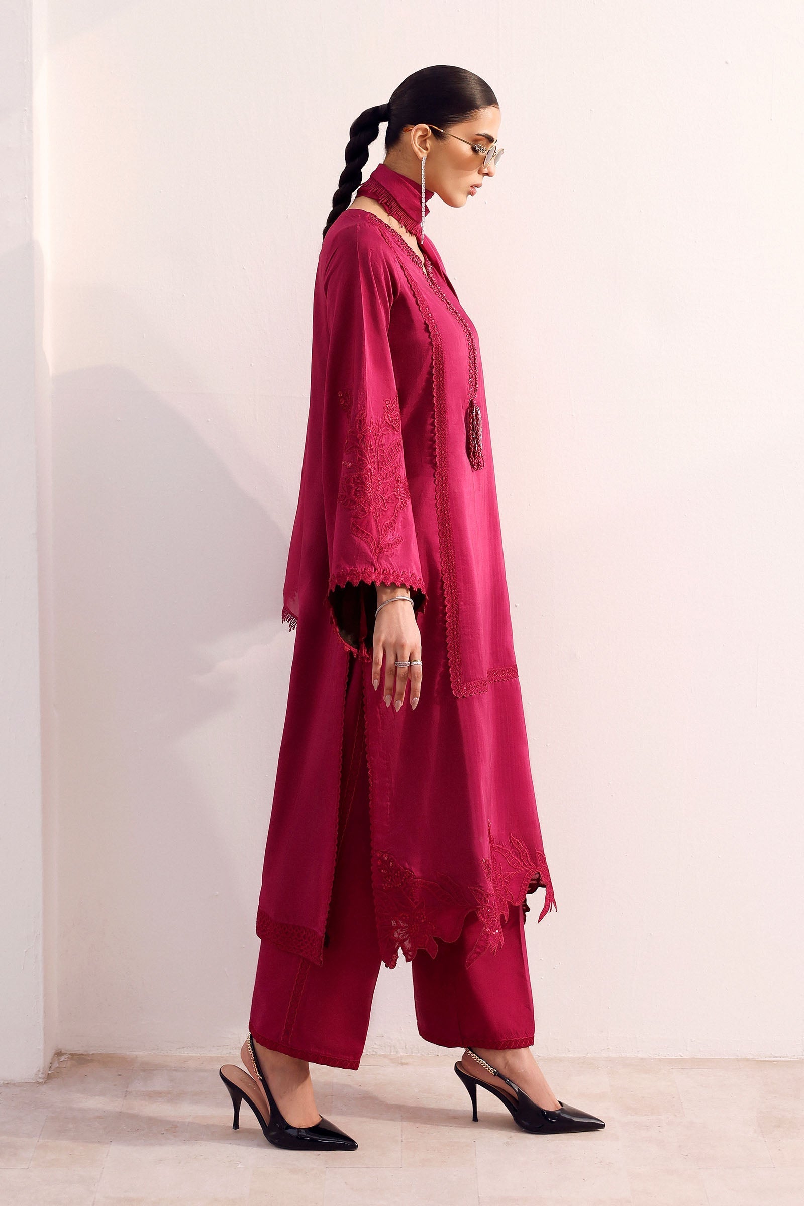 Maria B | Eid Collection Formals 26 | 3 Piece Embroidered Tassel Silk Suit