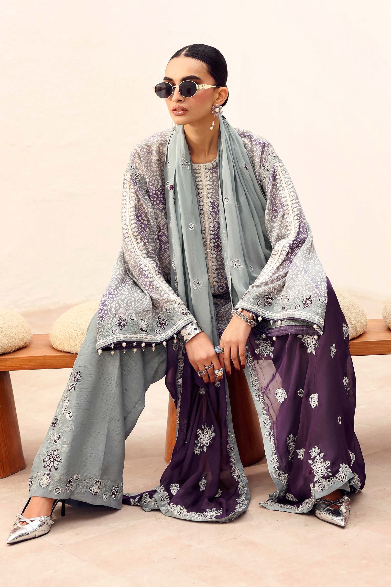 Maria B | Eid Collection 26 | 3 Piece Embroidered Silk Suit