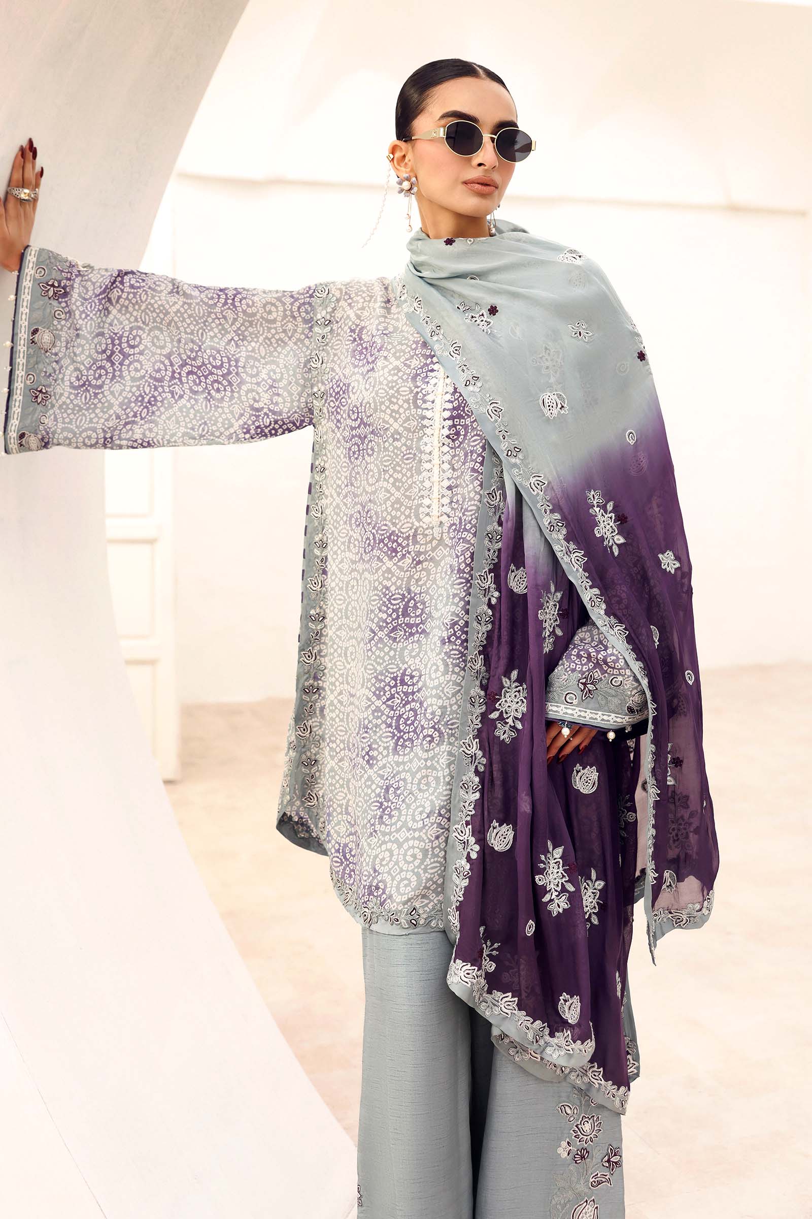 Maria B | Eid Collection 26 | 3 Piece Embroidered Silk Suit