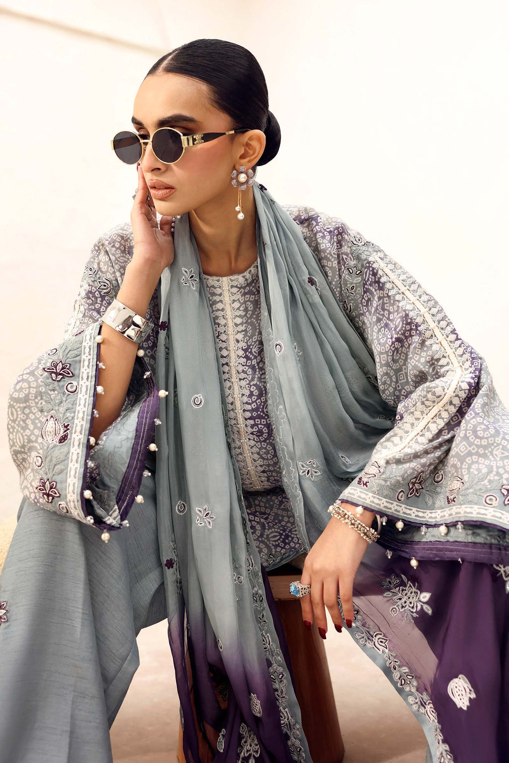 Maria B | Eid Collection 26 | 3 Piece Embroidered Silk Suit