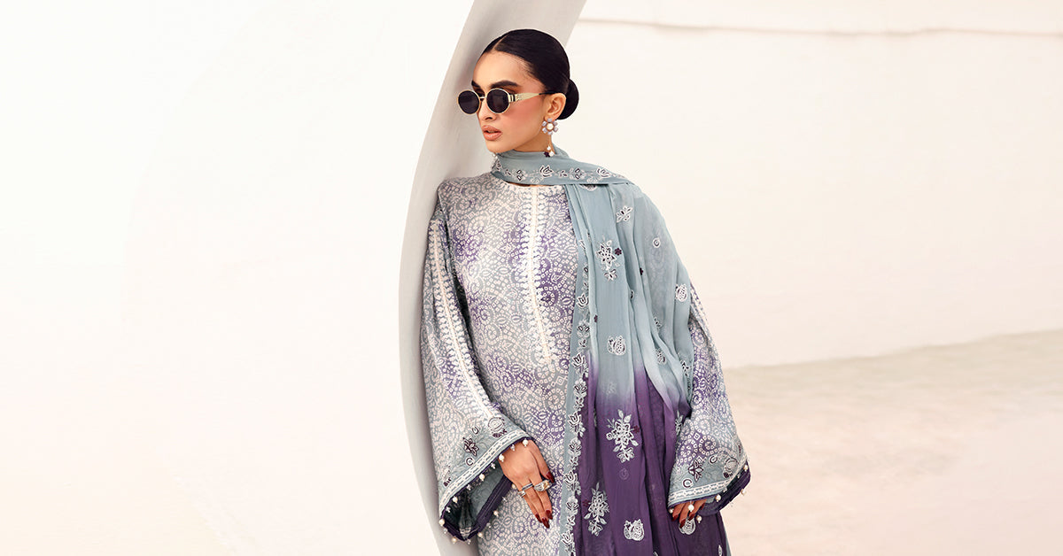 Maria B | Eid Collection 26 | 3 Piece Embroidered Silk Suit