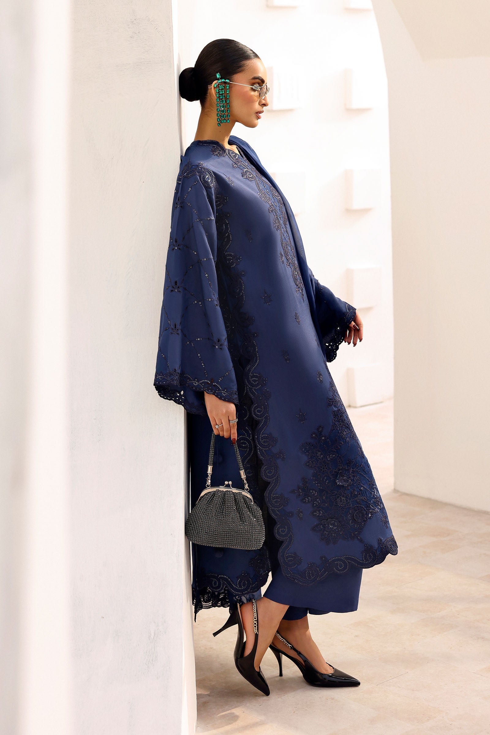 Maria B | Eid Collection Formals 26 | 3 Piece Embroidered Raw Silk Suit