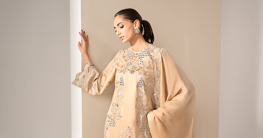 Maria B | Eid Collection Formals 26 | 3 Piece Embroidered Raw Silk Suit