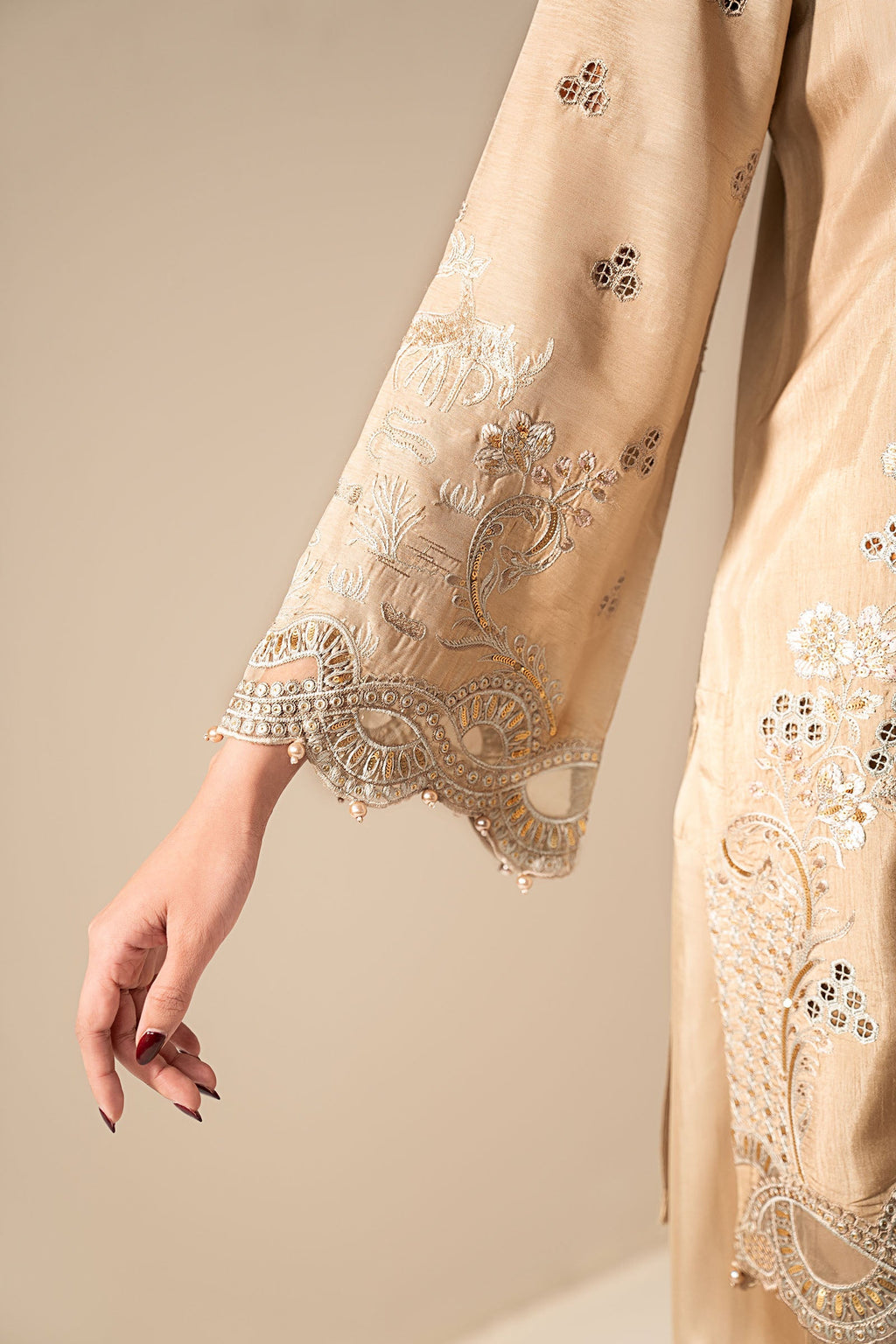 Maria B | Eid Collection Formals 26 | 3 Piece Embroidered Raw Silk Suit