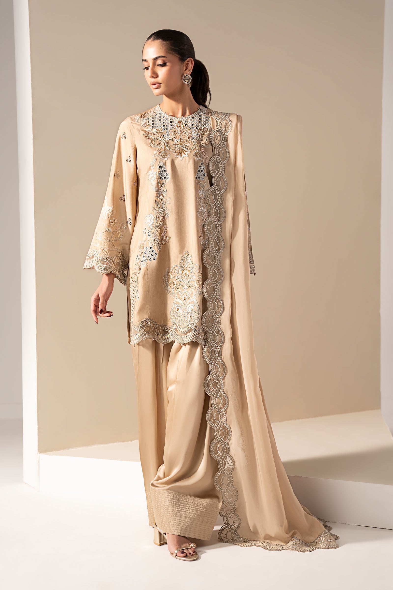 Maria B | Eid Collection Formals 26 | 3 Piece Embroidered Raw Silk Suit