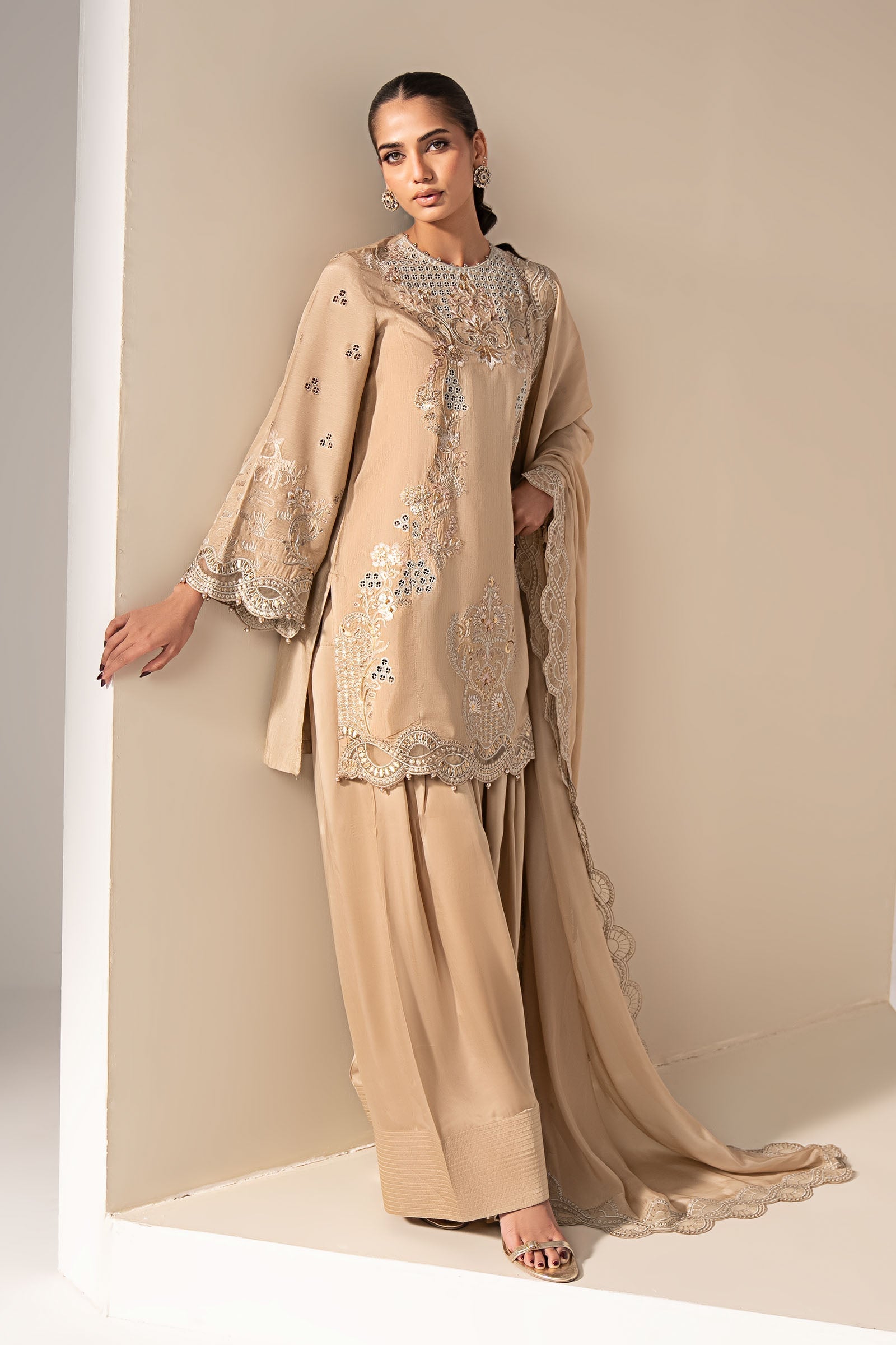 Maria B | Eid Collection Formals 26 | 3 Piece Embroidered Raw Silk Suit