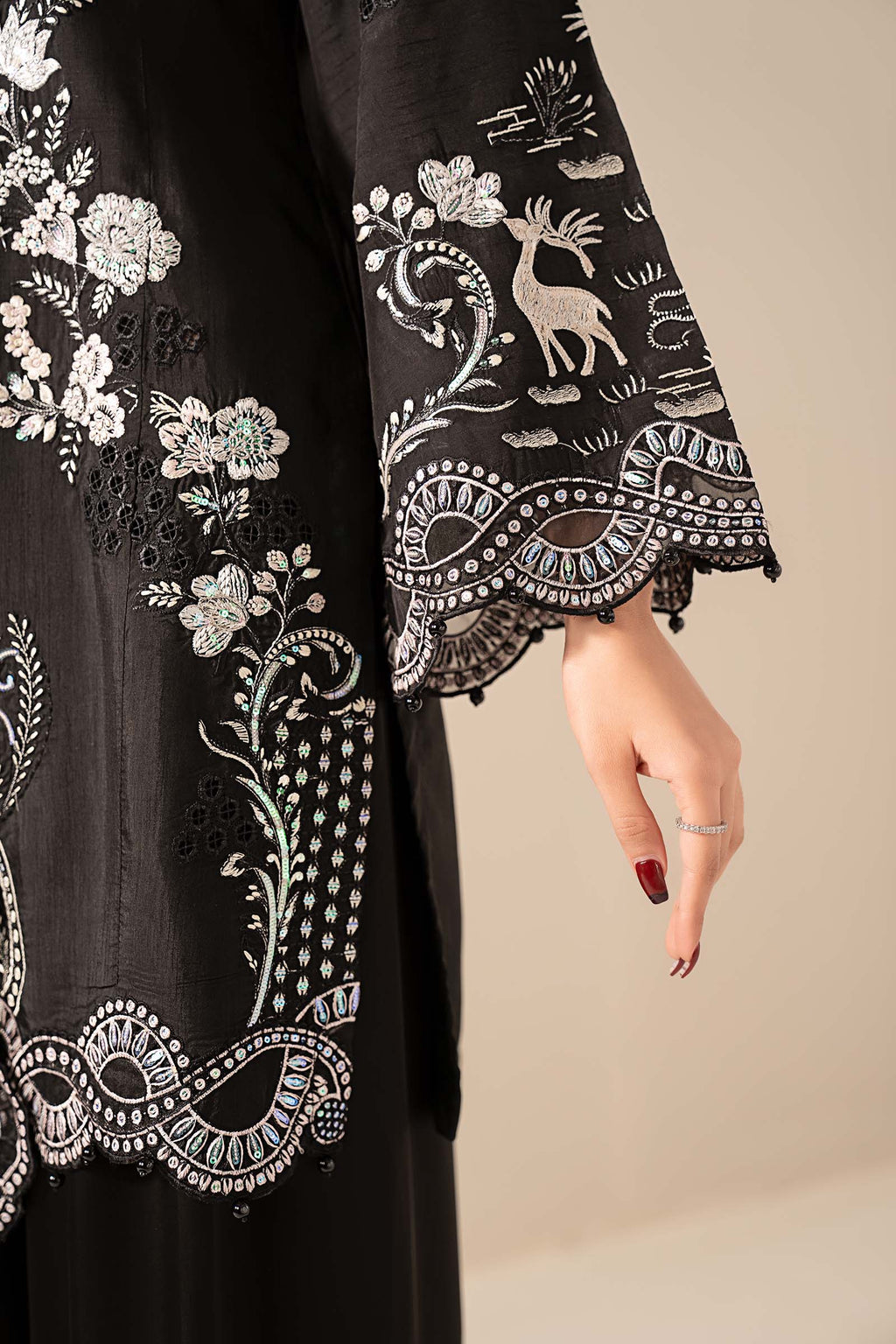 Maria B | Eid Collection Formals 26 | 3 Piece Embroidered Raw Silk Suit