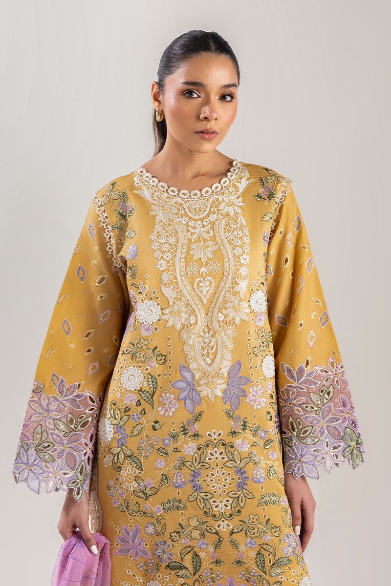Mushq | Manaram Luxury Lawn 25 | Gold Glow