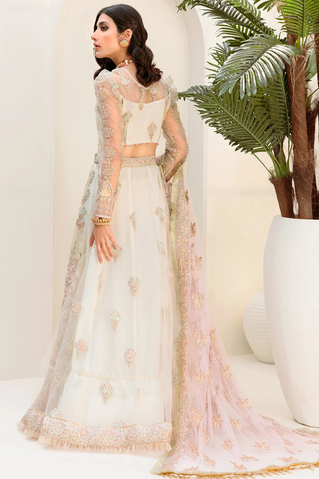 Motifz | EMBROIDERED SILK NET | 3186-PINK-SALT