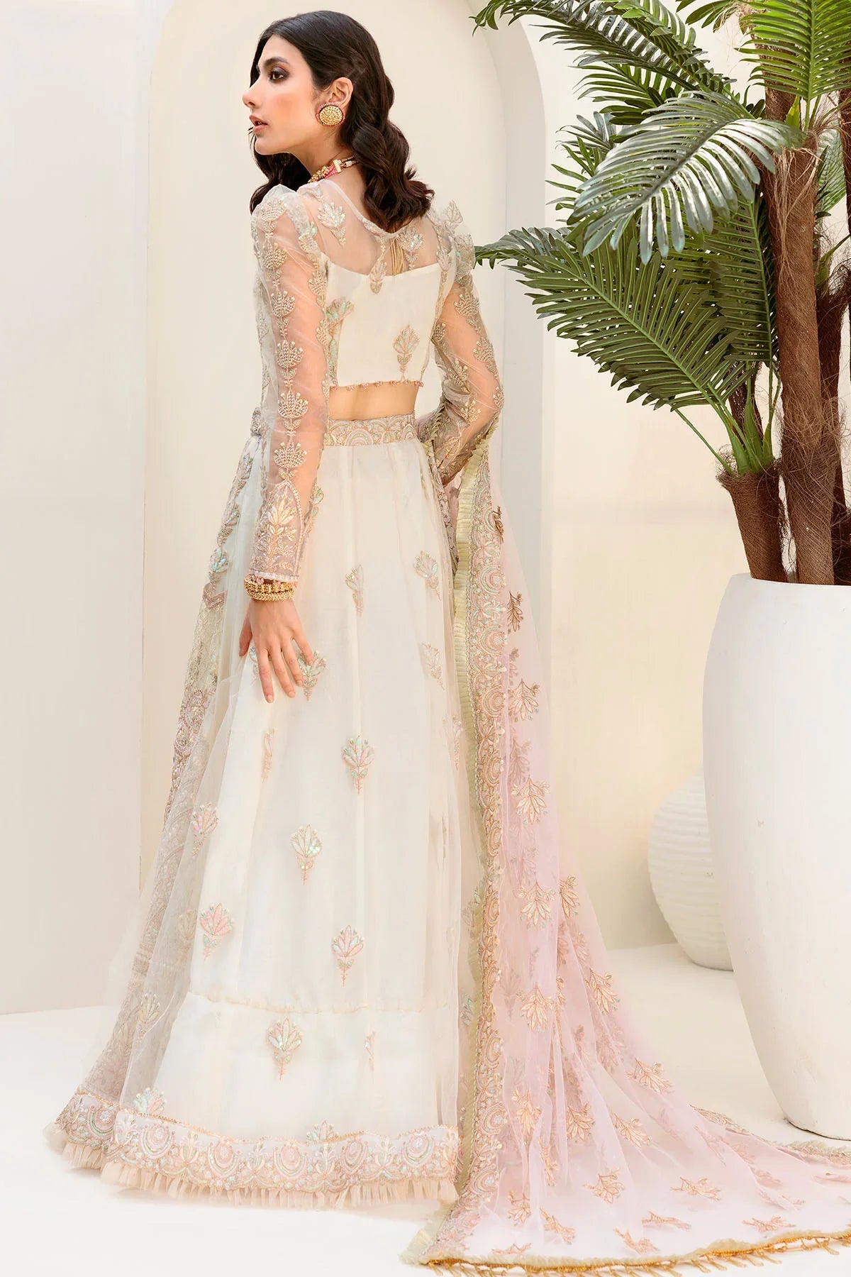 Motifz | EMBROIDERED SILK NET | 3186-PINK-SALT
