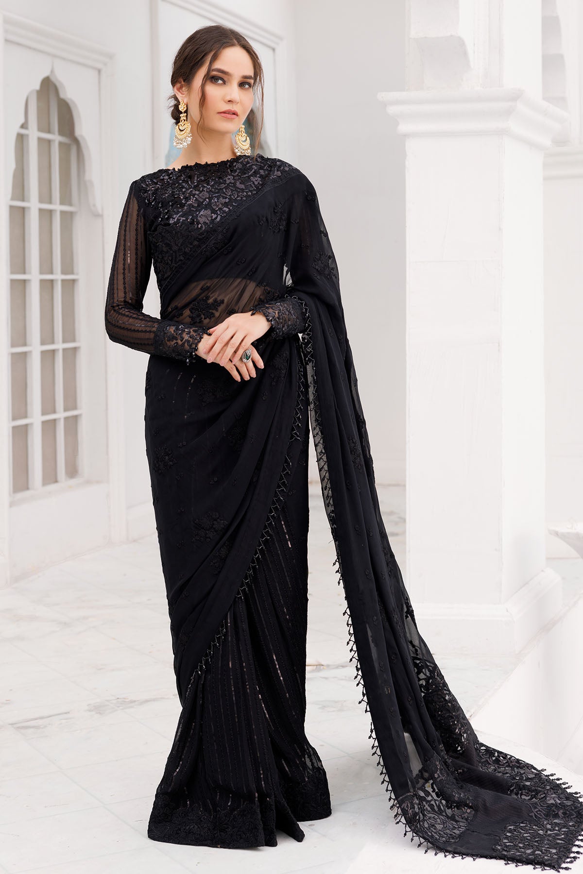 Motifz-3463-OPAL EMBROIDERED BEMBERG CHIFFON - Riwayat-e-khas