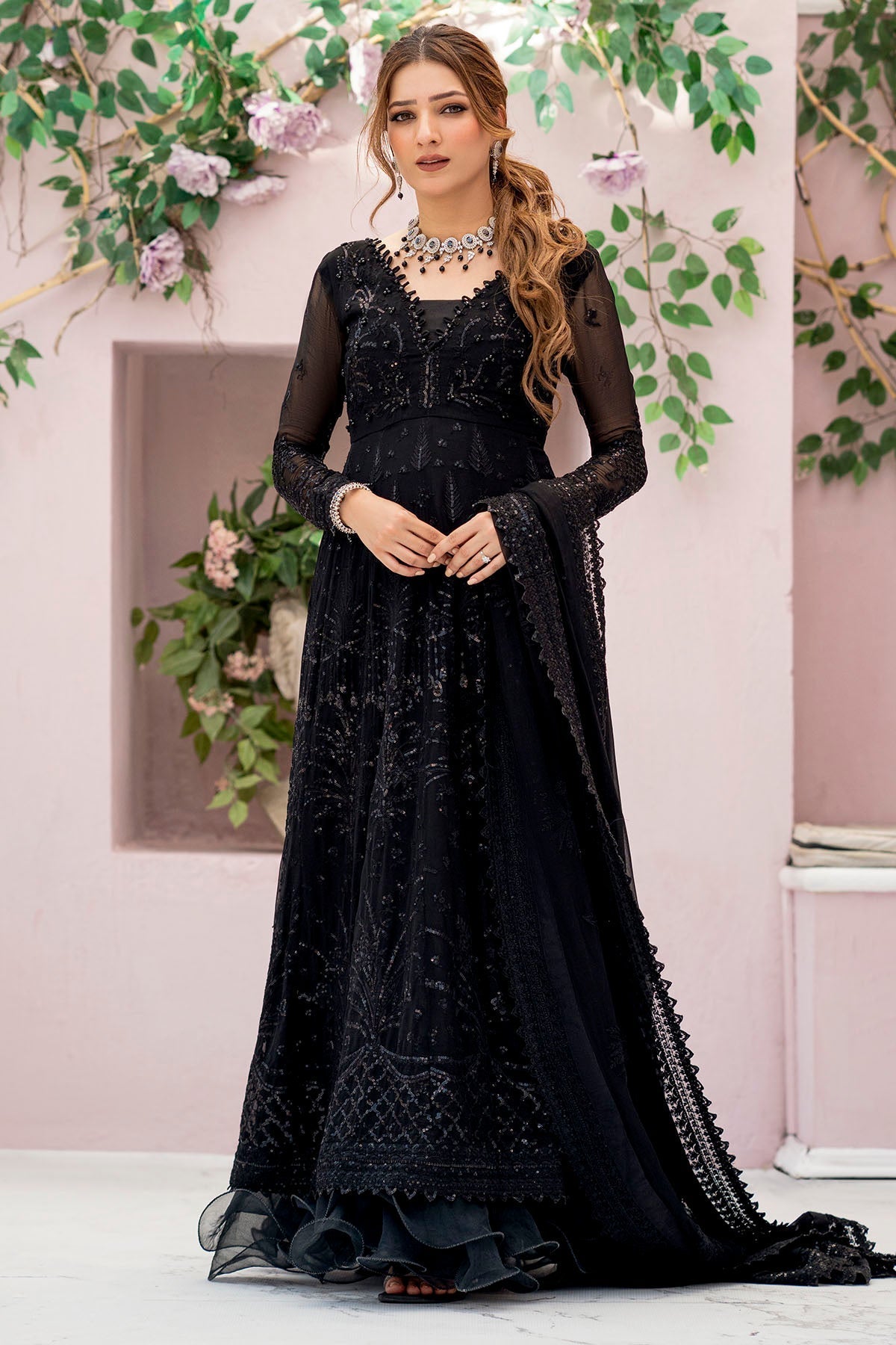 Motifz-4113-ELAI EMBROIDERED BEMBERG CHIFFON - Riwayat-e-khas