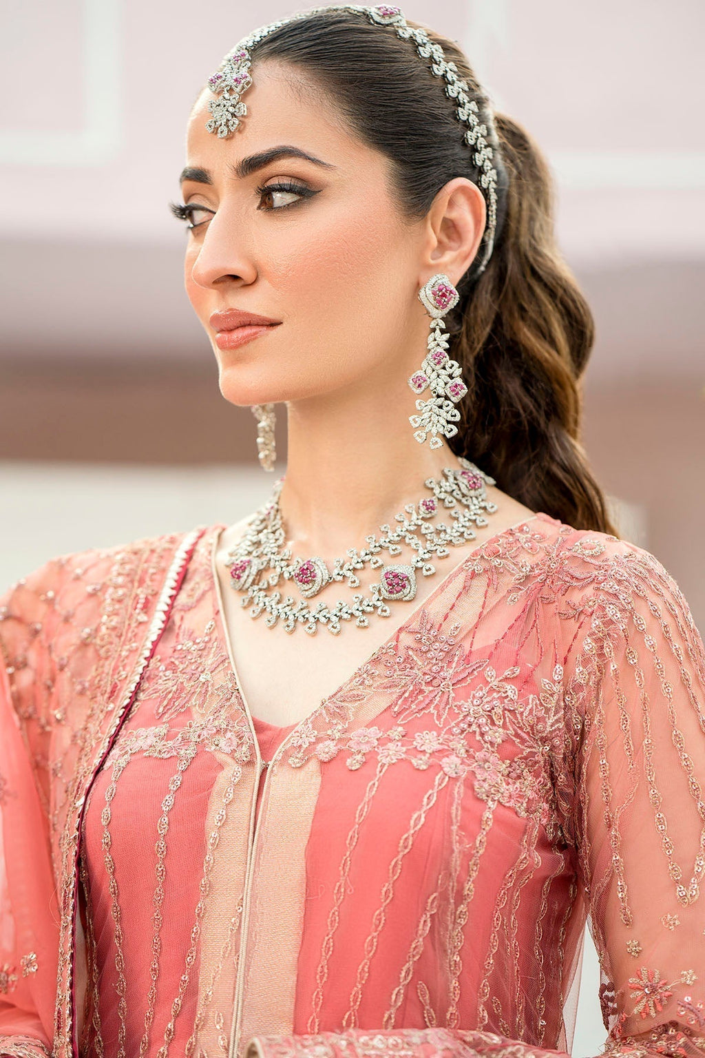 Motifz-4114-AVLEY EMBROIDERED SILK NET - Riwayat-e-khas