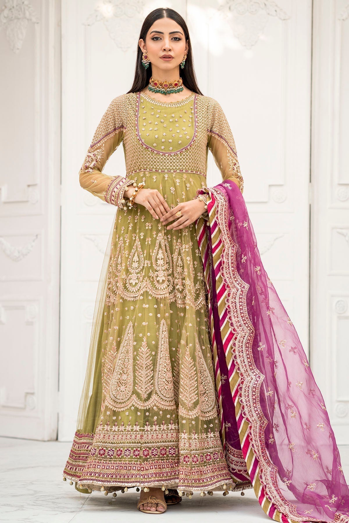 Motifz-4115-ELLA EMBROIDERED SILK NET - Riwayat-e-khas